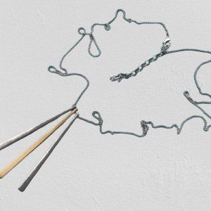 Lucky Brand Ladies Necklace Silver/Gold Tone Fashion Jewelry Chain Sticks Plates